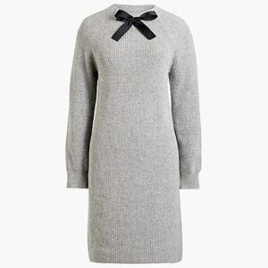 J. Crew Gray Turtleneck Sweater dress with black bow size L